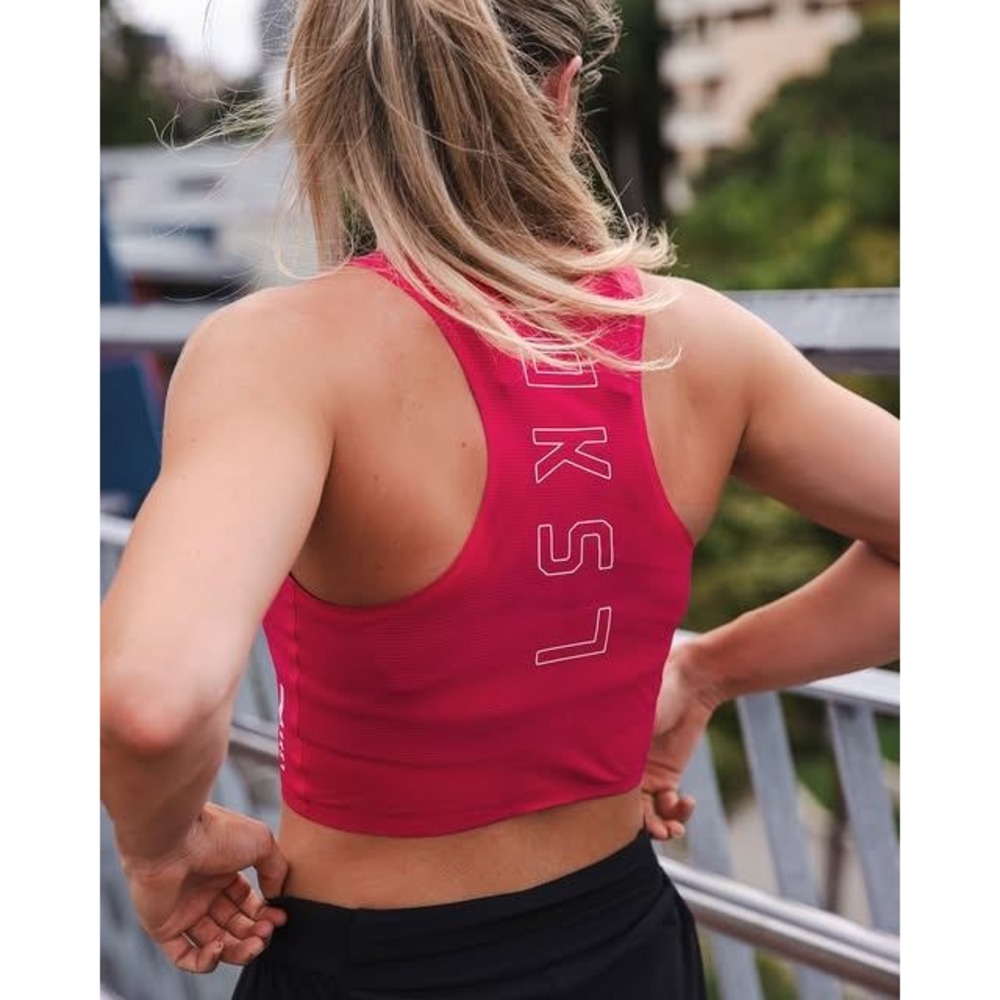 LSKD Race Day Cropped Performance Tank Raspberry Pink XS WTNK00596 NEW NWT - Picture 4 of 16